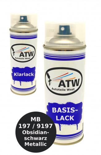 Autolack für Mercedes Benz 197 / 9197 Obsidianschwarz Metallic+400ml Klarlack Set